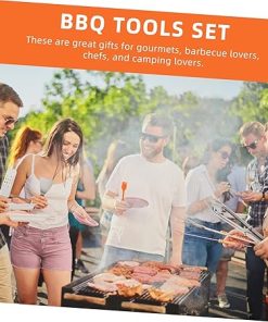POPETPOP BBQ Cookware Kit 12pc Grill Utensils Set Sturdy Stainless Steel BBQ Tools Easy Outdoor Activities 2