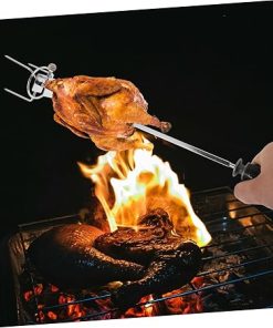 POPETPOP 3 Sets Oven Supply Kitchen Gadget Grill Spit Rod and Break Resistance Stainless Steel Fork Set 2
