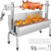 Rotisserie Grill Roaster with Back Cover Guard, 25W Motor Small Pig Lamb Rotisserie Roaster, 48.7 Inch Stainless Steel Charcoal Rotisserie Grill for Camping Outdoor BBQ Silver