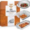 Grill Basket - Yukon Glory™ 3-Piece Mini Grilling Basket Set - Stainless Steel Perforated Grill Baskets for Grilling Veggies Seafood and Meats Includes Grill Pan - Square Basket and Circular Basket