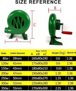 Outdoor Cooking Manual BBQ Blower, Iron Gear Popcorn Fan Manual, Metal Fan Blade, with Hand Crank Tool, for Fireplace Picnic(200W) 2