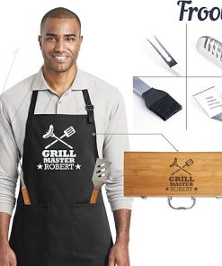 Custom-Engraved BBQ Tool Set and Apron for Dad for Grill Enthusiasts 2