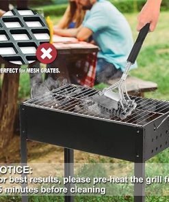2 Pcs Heavy Duty Hairless Spiral Grill Brush with Scraper for Outdoor Grilling, Steam, Oversized Handle, Dishwasher Safe, Tool Accessory, Grill Cooking Clean Tool 17 Inch, Black 2