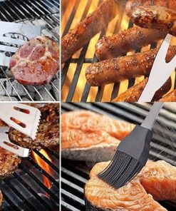 Accessories Tools Set-5 Pcs Includes Stainless Steel Roasting Fork Roasting Shovel Roasting Clip Oil Brush, Grilling Accessories Kit for Home, Camping, Kitchen 2