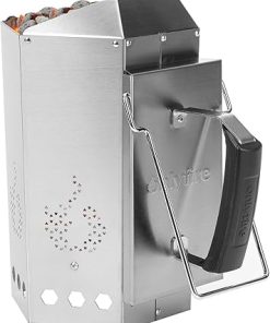 onlyfire Stainless Steel Charcoal Chimney Starter, BBQ Chimney Starter for Charcoal Grill and Barbecues, Sturdy and Easy to Use BBQ Grill Tools