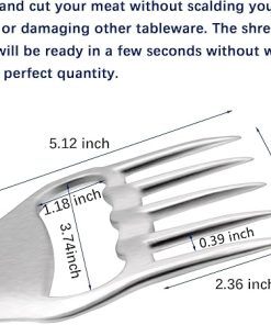 Stainless Steel Meat Claws Shredding & Heavy Duty Meat Shredder Tool – Meat Shredder Claws BBQ Tool for Shredding Meat, for Shredding Pulled Pork, Chicken, Beef, Turkey (Silver) 2