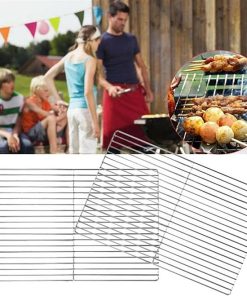 BBQ Grill Mesh Barbecue BBQ Grill Net Stainless Steel Rack Grid Grate Replacement for Camping Home Outdoor Camping Barbecue Accessories Tool Fish Grilling Basket 2