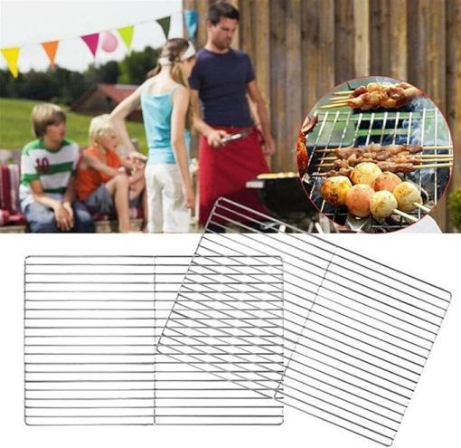 BBQ Grill Mesh Barbecue BBQ Grill Net Stainless Steel Rack Grid Grate Replacement for Camping Home Outdoor Camping Barbecue Accessories Tool Fish Grilling Basket - Image 2