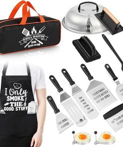 Boao Dad Gifts from Daughter Son for Father's Day Flat Top Grill Accessories with Enlarged Spatulas BBQ Apron and Carry Bag Dad Gifts for Father's Day, Birthday, Camp, Outdoor Grilling BBQ