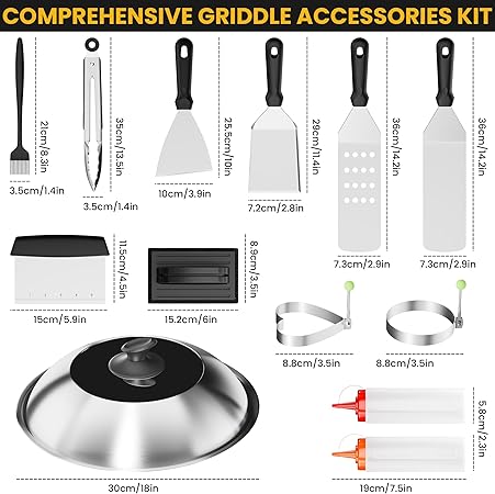 Griddle Accessories Kit, Flat Top Grill Accessories Set for Blackstone and Camp Chef, Grill Spatula Set 2 Griddle Accessories Kit, Flat Top Grill Accessories Set for Blackstone and Camp Chef, Grill Spatula Set - Image 2