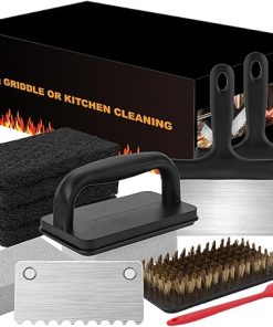 Cleaning Tool Kit | Griddle Cleaning Pads for Barbecue | Griddle Stone Cleaning Kit | Grilling Heavy-Duty Accessories | Multi-Use Cooking Utensils for Camping, Picnic, Beach