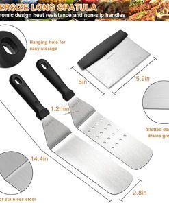 BBQ Griddle Accessories Kit for Blackstone and Camp Chef-12PCS Professional BBQ Tool Kit-Stainless Steel Flat Top Grill Accessories for Hibachi Grill Outdoor BBQ Camping 2