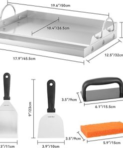 Onlyfire Griddle and Cooking Tool Kit, 18″×12.5″ Outdoor Flat Top Griddle Plate with BBQ Scraper, Spatula and Scouring Pad for Gas and Charcoal Grills 2