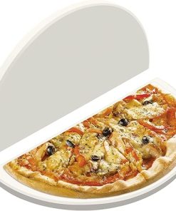 Half Moon Ceramic Heat Deflector Plates, 15 Inch Pizza Stone Perfect for Kamado Joe Classic I, II, III, Big Green Egg BBQ Accessories, 2 Pack Baking Stone for Evenly Cooked Meats and Pizza