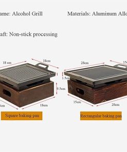 Portable BBQ Grill Korean Japanese Tabletop BBQ Grill Portable Barbecue Stove Charcoal Grill with Wooden Base Household Non-stick Cooking Tools for Outdoor or Indoor for Patio Backyard Barbecue Campin 2