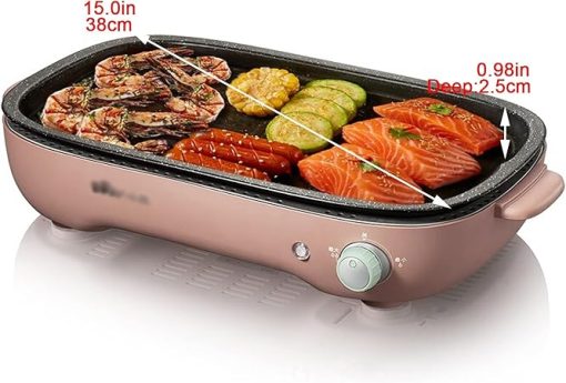 Portable BBQ Grill Smokeless Indoor Grill 1200W Electric Grill Griddle Removable Non-stick BBQ Grill Griddle Capacity for 3-5 People Practical Barbecue Tools for Patio Backyard Barbecue Camping - Image 2