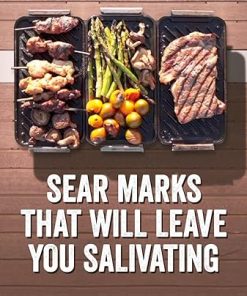 Yukon Glory SEAR ‘N SERVE Cast Iron Grill Pan Set – Includes 3 Cast Iron Grilling Baskets & Clip-On Handle – Ideal for Stove Tops or Outdoor Grills 2