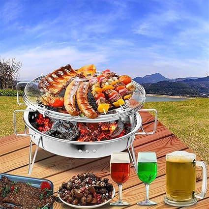 Mini BBQ Grill Stainless Steel BBQ Grill Folding Barbecue Accessories Portable Kitchen Cooking Tools for Outdoor Camping 2 Mini BBQ Grill Stainless Steel BBQ Grill Folding Barbecue Accessories Portable Kitchen Cooking Tools for Outdoor Camping - Image 2