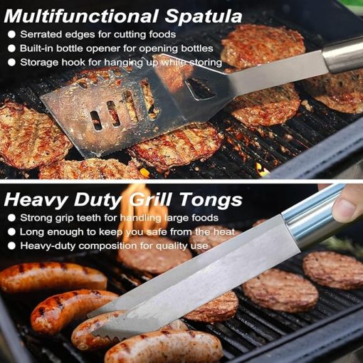 POLIGO 22PCS Camping BBQ Grill Accessories Set in Aluminum Case Bundle with Safe Grill Brush And Scraper Bristle Free for All Grills - Premium BBQ Set Ideal Christmas Birthday Gifts for Dad Men Women - Image 2