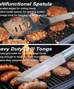 POLIGO 22 PCS BBQ Grill Accessories Set in Aluminum Case Bundle with 2 Different Types Safe Grill Brush And Scraper for All Barbecue Grills – Grilling Set Ideal Birthday Christmas Gifts for Men Dad 2