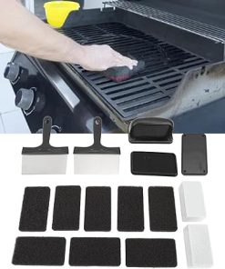 Griddle Cleaning Kit, 14 Pcs Griddle Cleaning Kit, Grill Cleaning Accessories Tool, Griddle Cleaning Kit Anti Hot Handle Multifunctional Grill Cleaning Kit (15Pcs) 2