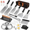 Blackstone 27Pcs Pro Griddle Accessories Set, Grill Tools for Blackstone with XL Spatulas, Scrapers, Bacon Press, Basting Dome, Spice Jars - Flat Top BBQ Kit with Storage Case