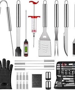 JHUS BBQ Grilling Accessories Grill Tools Set, 25PCS Stainless Steel Gril. Griddle Accessories Grilling Accessories Grill Brush BBQ Accessories Smoker Grill Kitchen Set Grill Accessories Campi 2