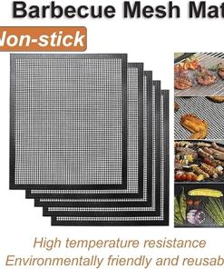 BBQ Non-Stick Barbecue Mesh Mat High Temperature Resistant Outdoor BBQ Grill Mesh Grill Mesh BBQ Baking Net Accessories(Brown 2pcs) 2
