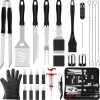 Barbecue Tool Sets 34Pcs BBQ Grill Tools Set Stainless Steel Grilling Accessories with Spatula Tongs Skewers for Barbecue Camping for Barbecue 4