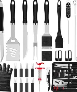 Barbecue Tool Sets 26Pcs Grilling Accessories Kit for Men Women Stainless Steel Heavy Duty BBQ Tools with Glove and Corkscrew Grill for Barbecue