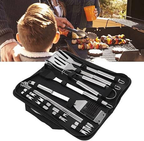 Stainless Steel BBQ Tool Set Outdoor Portable 20pcs Grilling Utensils Kit Family Camping Barbecue Accessories 2 Stainless Steel BBQ Tool Set Outdoor Portable 20pcs Grilling Utensils Kit Family Camping Barbecue Accessories - Image 2