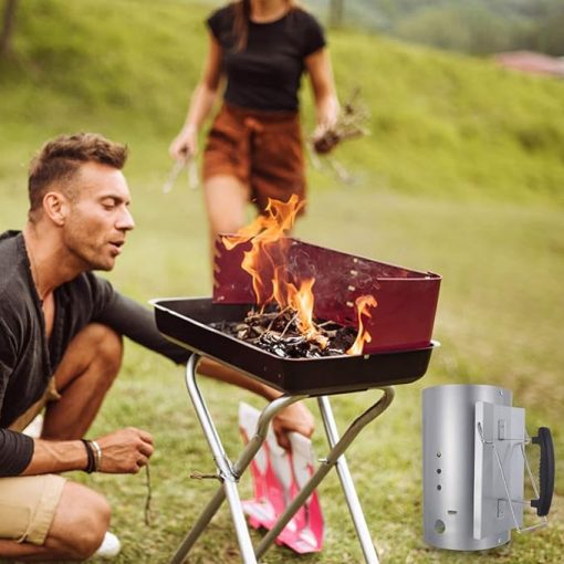 Vaguelly BBQ Grill Charcoal Starter Carbon Barrel Ignition Barrel Chimney Starter for Outdoor Barbecue Tool - Image 2