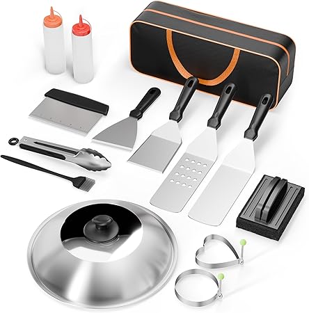 Griddle Accessories Kit, Flat Top Grill Accessories Set for Blackstone and Camp Chef, Grill Spatula Set Griddle Accessories Kit, Flat Top Grill Accessories Set for Blackstone and Camp Chef, Grill Spatula Set