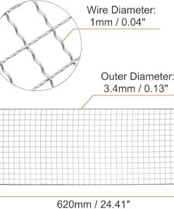HARFINGTON 2pcs Square BBQ Grill Net 19x62cm Stainless Steel Cross Wire Barbecue Mesh Mat for Baking Smoking Charcoal Grilling Roasting 2