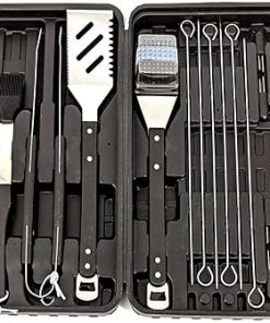JHUS 20 Piece Stainless Steel Barbecue Tool Set with case Griddle Accessories Grilling Accessories Grill Brush BBQ Accessories Smoker Grill Kitchen Set Grill Accessories Camping Grill Basting br