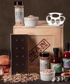 Man Crates Grill Master Crate with Wood Chips, Smoker Box, Thermometer, Tenderizer, Sauce and Rubs 2