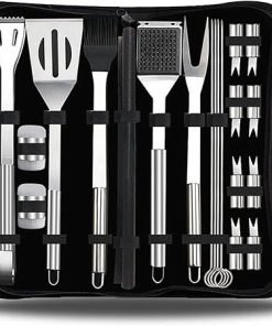 Stainless Steel BBQ Tools, 20pcs Heavy Duty BBQ Tools Gift Set, Outdoor Grilling Accessories Kit with Storage Case, for Barbecue, Camping, Kitchen