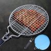 POPETPOP 4Pcs Metal Non Stick Bbq Clip with Wooden Handle Durable Fish Grilling Basket for Outdoor Camping and Picnics Barbecue Tool for Fish Meat and Vegetables 3