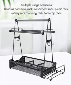 Topyond BBQ Condiment Holder Paper Towel Organizer,Metal Mesh Storage Caddy for Outdoor Grilling, Picnic, Camping,Essential BBQ Accessories for RV 2