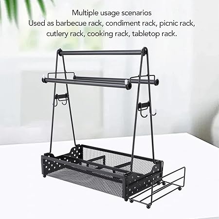 Topyond BBQ Condiment Holder Paper Towel Organizer,Metal Mesh Storage Caddy for Outdoor Grilling, Picnic, Camping,Essential BBQ Accessories for RV 2 Topyond BBQ Condiment Holder Paper Towel Organizer,Metal Mesh Storage Caddy for Outdoor Grilling, Picnic, Camping,Essential BBQ Accessories for RV - Image 2