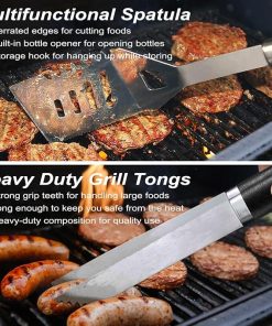POLIGO 22PCS BBQ Grill Accessories Set in Aluminum Case Bundle with Safe Wire Grill Brush And Scraper for Barbecue Grills – Stainless Steel Barbecue Tools Ideal Christmas Birthday Gifts for Dad Men 2