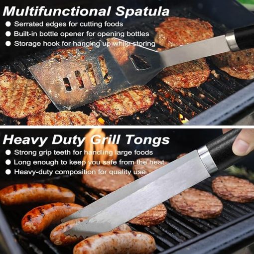 POLIGO 22PCS BBQ Grill Accessories Set in Aluminum Case Bundle with Safe Wire Grill Brush And Scraper for Barbecue Grills - Stainless Steel Barbecue Tools Ideal Christmas Birthday Gifts for Dad Men - Image 2