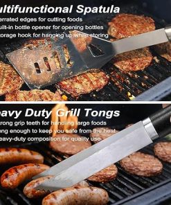 POLIGO 22 PCS BBQ Grill Accessories Set in Aluminum Case Bundle with 2 Different Types Safe Grill Brush and Scraper for All Barbecue Grills – Ideal Birthday Christmas BBQ Set Gifts for Men Dad 2