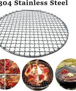 KeuLen Stainless Steel Wire Grill Rack,Grids Grates 304 Stainless Steel Round BBQ Net Grill Mesh Roast Nets Bacon Grill Tool Iron Nets Barbecue Accessories Non-Stick BBQ Mat Grid(18cm) 2