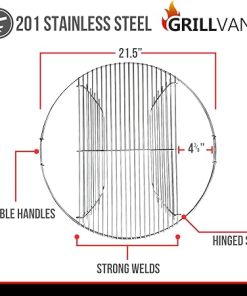 22 Inch 201 Stainless Steel Hinged/Cooking Replacement 22” grill grate – Compatible with Weber 22″ Charcoal Grills – Kettle Charcoal BBQ Grilling Accessories 2