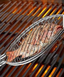 Grill Basket Grill Fish Net Stainless Steel Barbecue Clip Turkey Fish Meat Barbecue Clamp Charcoal Grill Kitchen Accessories (Color : B) 2