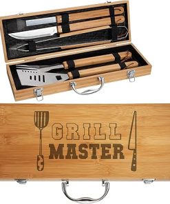 Custom Grill Gifts for Dad on Fathers Day - Celebrate in Style with Our Personalized Dad BBQ Set: Engraved Grilling Tools for Husband, Daddy, Grandpa