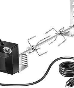 Dreyoo Universal Rotisserie Grill Kit, UL Certification Automatic Rotating BBQ Rotisserie with 120V 4W Motor, 28'' Spit Rod, 2 x 4 Forks, Complete Holders and Fixing Screw for Backyard Camping Grills