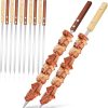 12-piece Bbq Skewers Set with Wood Handles Portable Stainless Steel Grill Sticks Multi-function Outdoor Grilling Tools
