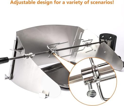 Utheer 304 Stainless Steel Grill Rotating Skewer Rotisserie, Rotisserie Kit for Weber Q 200, Q2000, Q2200 and Q2400 Gas Grill, with Drip Pan - Image 2